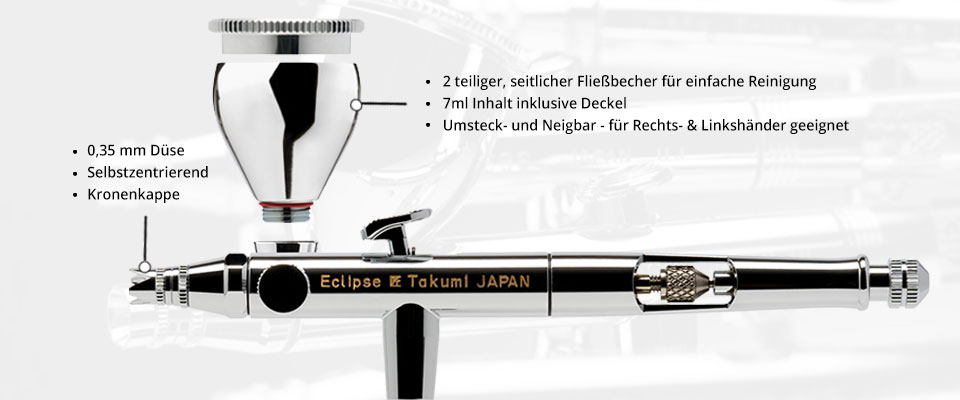 Iwata Eclipse Takumi Airbrushpistole mit zweiteiligem Becher